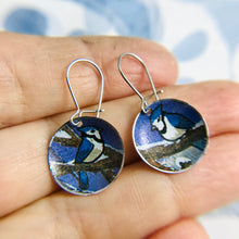 Load image into Gallery viewer, Bluejays Tiny Dot Upcycled Tin Earrings