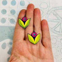 Load image into Gallery viewer, Hot Pink Flowers Upcycled Tin Earrings