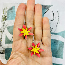 Load image into Gallery viewer, Cerise Blossoms Recycled Tin Earrings