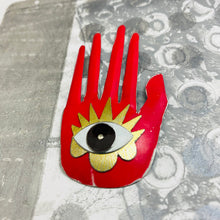 Load image into Gallery viewer, Large Hamsa In Cerise &amp; Gold Tin Wall Art
