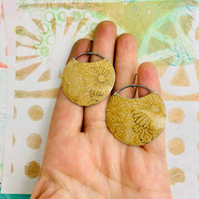 Load image into Gallery viewer, Shimmery Blossoms on Fawn Circles Tin Earrings