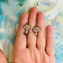 Load image into Gallery viewer, Tiny Mushrooms Upcycled Tin Earrings