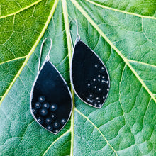 Load image into Gallery viewer, Dotty Midnight Upcycled Pod Tin Earrings