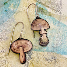 Load image into Gallery viewer, Tiny Mushrooms Upcycled Tin Earrings
