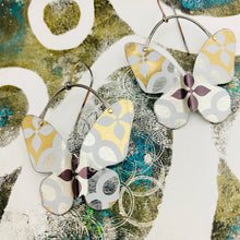 Load image into Gallery viewer, Silver &amp; Gold Butterflies Upcycled Tin Earrings