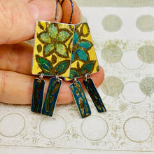 Load image into Gallery viewer, Vintage Blue Flower Windows Upcycled Tin Earrings