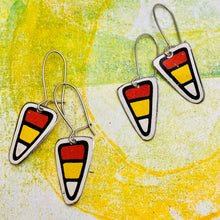 Load image into Gallery viewer, Tiny Candy Corn Upcycled Tin Earrings