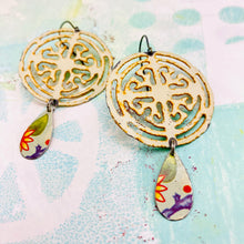 Load image into Gallery viewer, Open Mandala Upcycled Tin Earrings