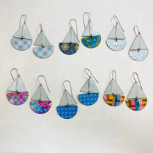Load image into Gallery viewer, RESERVED 12 Upcycled Tin Sailboat Earrings