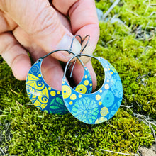 Load image into Gallery viewer, Mixed Mandalas Crescent Circles Upcycled Tin Earrings