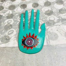 Load image into Gallery viewer, Large Hamsa In Tuquiose &amp; Red Tin Necklace or Wall Art