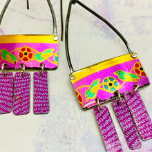 Load image into Gallery viewer, Tiny Monk Parakeets Upcycled Tin Earrings