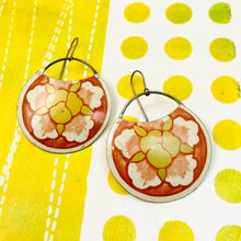 Load image into Gallery viewer, Blossom on Rust Upcycled Tin Earrings