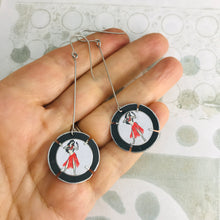 Load image into Gallery viewer, Hula Dancer Tabbed Circles Tin Earrings