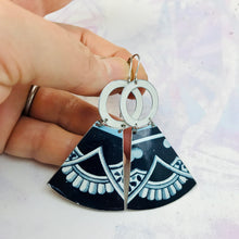 Load image into Gallery viewer, Deep Dark Blues Small Fans Tin Earrings