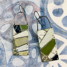 Load image into Gallery viewer, Mixed Neutrals Tesserae Arched Wire Tin Earrings