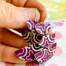 Load image into Gallery viewer, Plum Pattern Stacked Half Moons Earrings