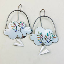 Load image into Gallery viewer, Olive Tree Clouds &amp; Paper Airplanes Tin Earrings