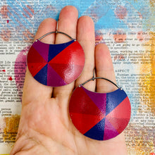 Load image into Gallery viewer, Purples &amp; Reds Colorwheel Circles Upcycled Tin Earrings