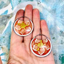 Load image into Gallery viewer, Blossom on Rust Upcycled Tin Earrings
