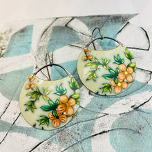 Load image into Gallery viewer, Pinky Orange Blossoms Upcycled Circle Earrings