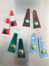 Load image into Gallery viewer, Sky Blue &amp; Spring Green Domes Zero Waste Tin Earrings