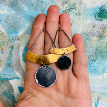 Load image into Gallery viewer, RESERVED Smaller Copper Arcs Upcycled Tin Earrings