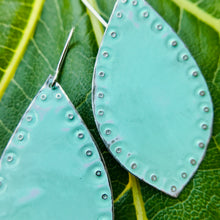Load image into Gallery viewer, Seafoam Seascape Upcycled Teardrop Tin Earrings