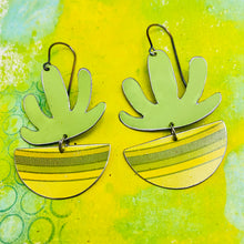 Load image into Gallery viewer, Apple Green Mod Succulents Upcycled Tin Earrings