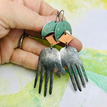 Load image into Gallery viewer, Gray Hand Talisman Zero Waste Tin Earrings