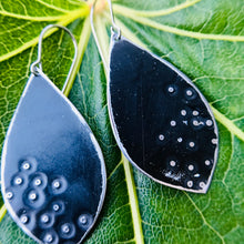 Load image into Gallery viewer, Dotty Midnight Upcycled Pod Tin Earrings