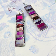 Load image into Gallery viewer, Fenced Mixed Plums Rectangle Tin Earrings