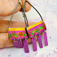 Load image into Gallery viewer, Tiny Monk Parakeets Upcycled Tin Earrings