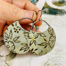 Load image into Gallery viewer, Vintage Bronze-y Flowers Upcycled Circle Earrings