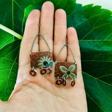 Load image into Gallery viewer, Vintage Red Rectdangles Upcycled Tin Earrings