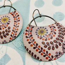 Load image into Gallery viewer, Dusty Lilac Pattern Circles Upcycled Tin Earrings