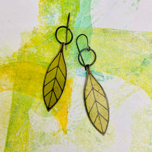 Load image into Gallery viewer, Long Leaves Upcycled Tin Earrings