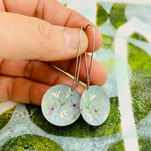 Load image into Gallery viewer, Tiny Flowers on Pale Blue Medium Basin Earrings