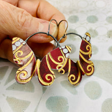 Load image into Gallery viewer, Golden Spiral Butterflies Upcycled Tin Earrings