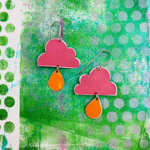 Load image into Gallery viewer, Sweet Cerise Rain Clouds Zero Waste Tin Earrings