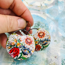 Load image into Gallery viewer, Flower Garden Circles Upcycled Tin Earrings