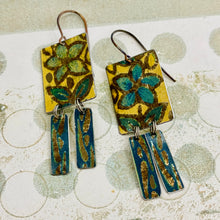 Load image into Gallery viewer, Vintage Blue Flower Windows Upcycled Tin Earrings