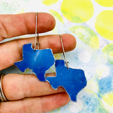 Load image into Gallery viewer, Texas Blue Upcycled Tin Earrings