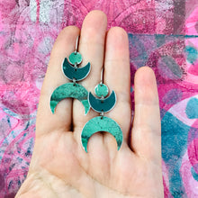 Load image into Gallery viewer, Antique Jade &amp; Forest Moons Tin Earrings