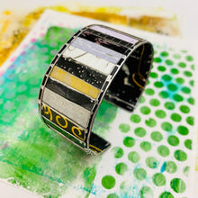 Load image into Gallery viewer, Folded &amp; Fenced Blacks Upcycled Tesserae Tin Cuff
