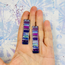 Load image into Gallery viewer, Fenced Mixed Plums II Rectangle Tin Earrings