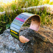 Load image into Gallery viewer, Fenced Upcycled Tesserae Tin Cuff