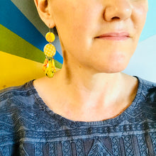 Load image into Gallery viewer, Dots &amp; Fruits &amp; Leaves Zero Waste Tin Chandelier Earrings