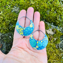 Load image into Gallery viewer, Mixed Mandalas Crescent Circles Upcycled Tin Earrings