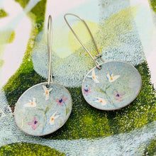 Load image into Gallery viewer, Tiny Flowers on Pale Blue Medium Basin Earrings